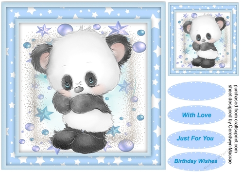 Gorgeous  Panda , With Stars ,Blue