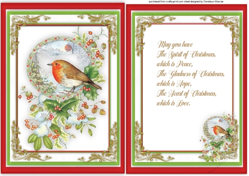 A5 Card with Verse , Christmas Robin