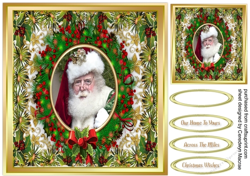 Gorgeous Santa in Holly Frame 