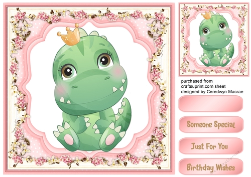 Lovely Dinosaur in a Flower Frame 