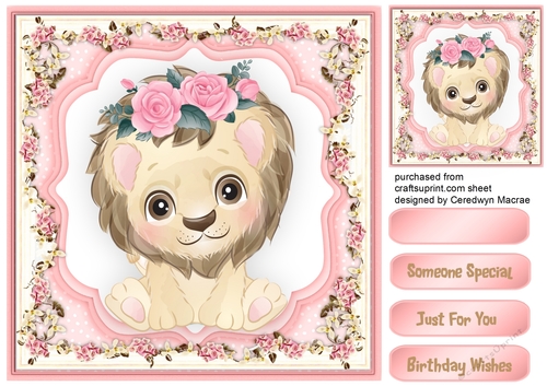 Lovely Lion  in a Flower Frame 