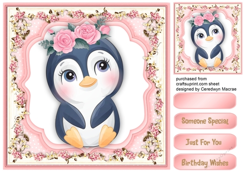  Lovely Penguin  in a Flower Frame 