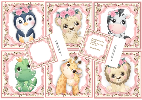6, Cards + 2 Inserts Gorgeous Animals