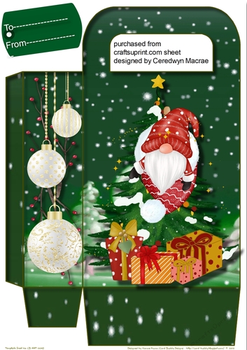  Gift Bag , Christmas Gnomes with Baubles 