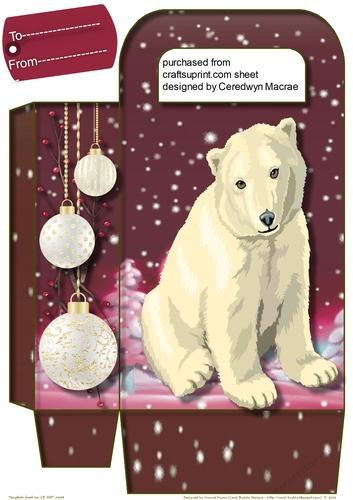  Gift Bag , Gorgeous Polar Bear with Baubles 