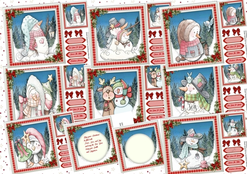 8, Gorgeous Snowman Cards + 2 inserts