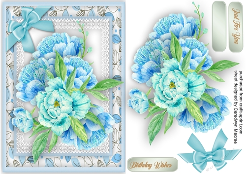 A5 , Beautiful Blue Peonys
