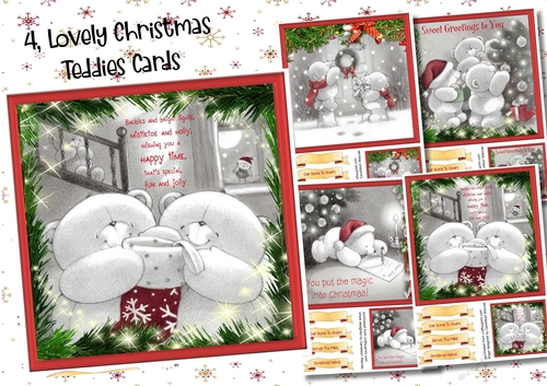 4,  Lovely Christmas Teddies Cards  