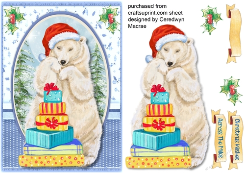 Gorgeous Polar Bear With Pile of Presents
