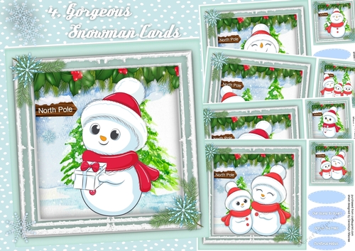 4,Gorgeous Snowman Cards 