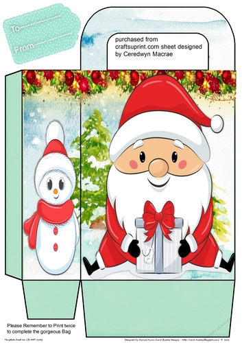 Gorgeous Gift Bag , Santa and Snowman