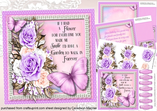 8x8 Mini Kit Beautiful Flowers and a Smile ,Lilac