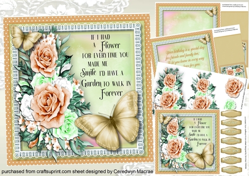 8x8 Mini Kit Beautiful Flowers and a Smile ,Cream