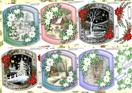 6, Gorgeous Shaped Cards Christmas Scenes