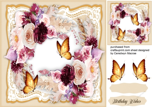 Bohemian Roses and Golden Butterflys