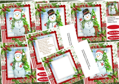 5, Cards + 2 Inserts , Christmas Snowmen