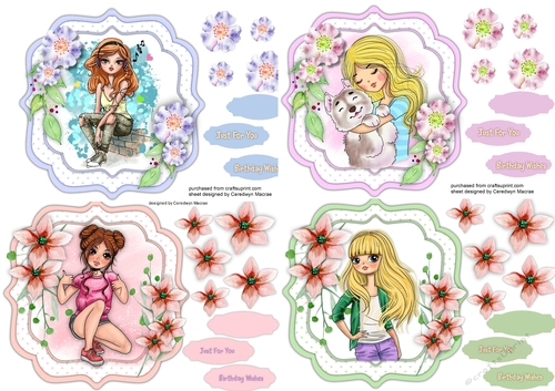 4, Lovely Girly Cards , Modern Miss