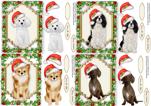 4, Gorgeous Christmas Dog Cards 
