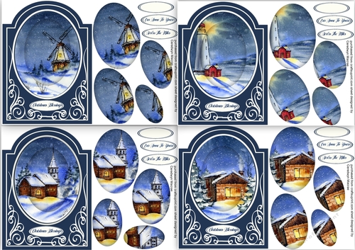 4, Shaped Pyramid Christmas Cards