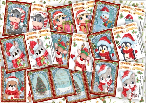 8, A5 Christmas Cards  + 2 Inserts