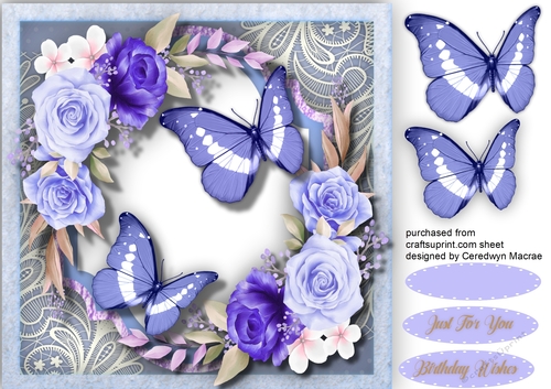 Beautiful Roses on lace with Butterflys  3