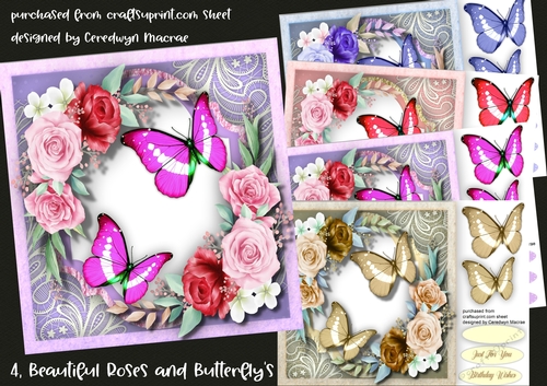 4, Beautiful Roses and Butterflys