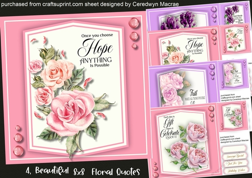 4, Beautiful 8x8 Floral Quotes
