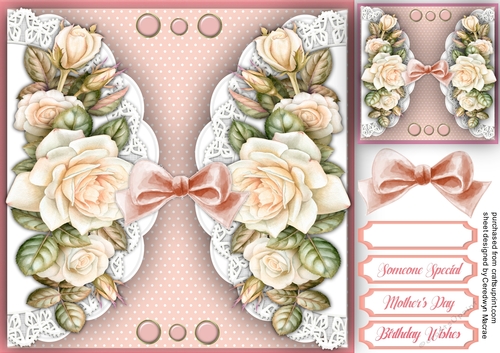 Peach Roses on Double Lace