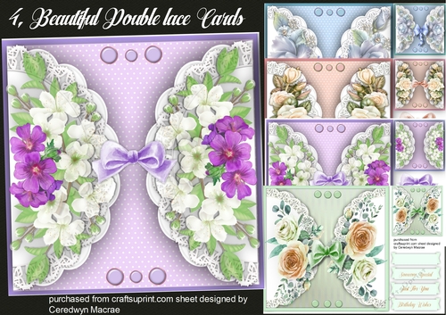 4, Beautiful Double Lace Cards 