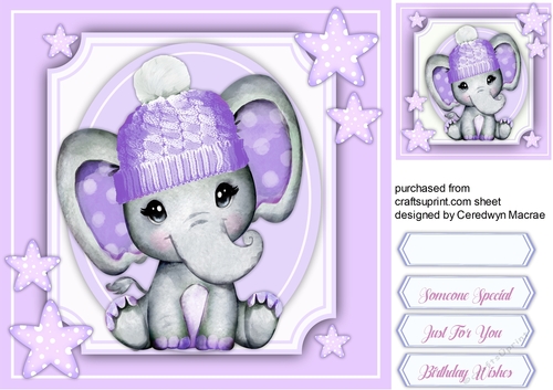 Gorgeous Elephant in a Lilac Hat