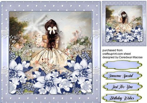  Beautiful Artsy Lady with Blue Flowers