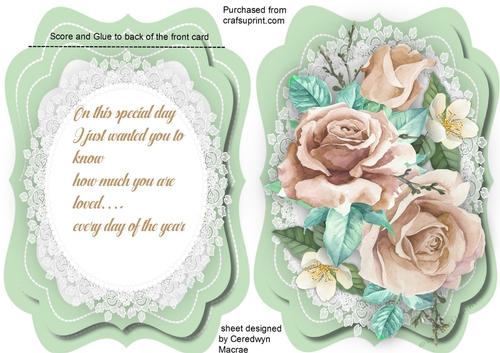 Tent Card ,With Verse Coffee  Roses with Blossom