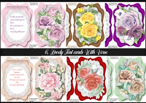 6, Lovely Tent Cards With Verse