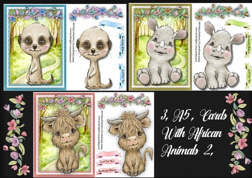 3 Lovely African Animal Cards 2