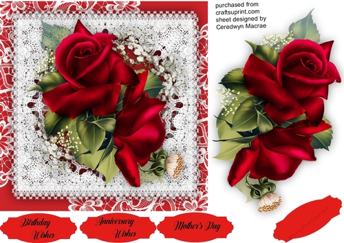Gorgeous Lace and Red Velvet  Roses