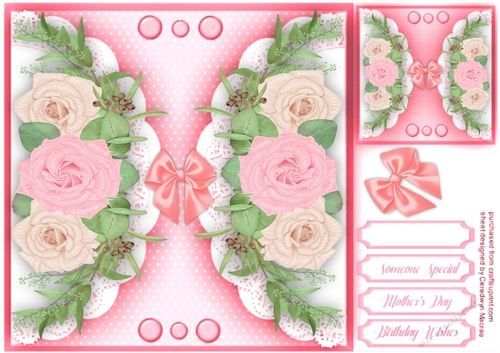  Roses and Berrys  on Lace 