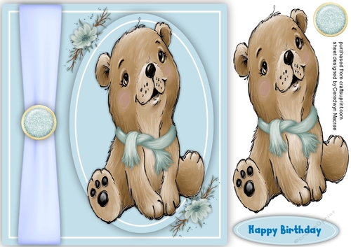 Beautiful Bear in a Blue Scarf
