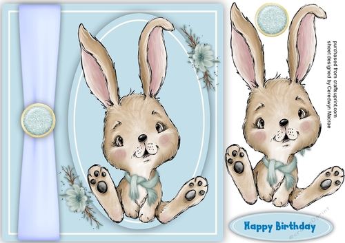 Beautiful Rabbit in a Blue Scarf