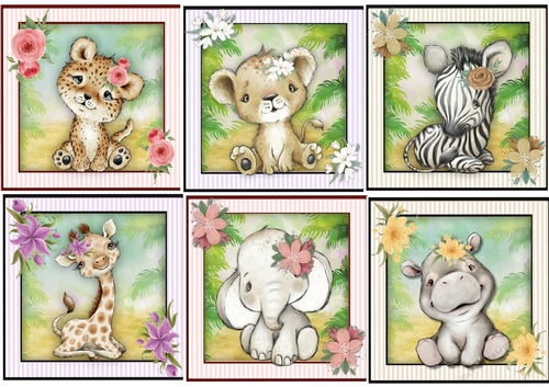 6, Gorgeous 8x8 Baby Animal Cards