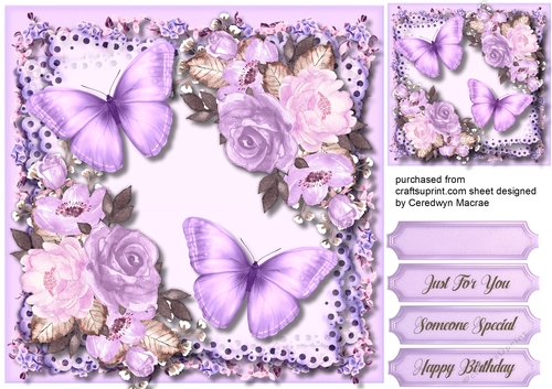 Beautiful Lilac Butterflys and Roses 