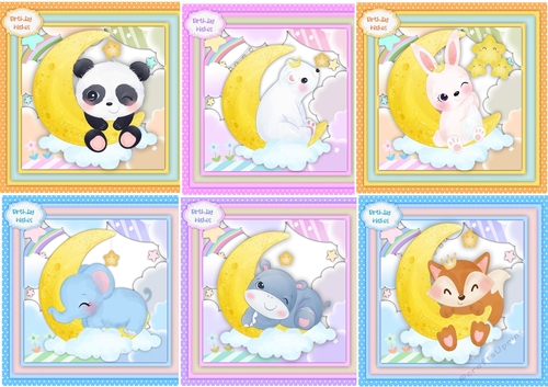 6, Lovely 8x8 cards On the Moon