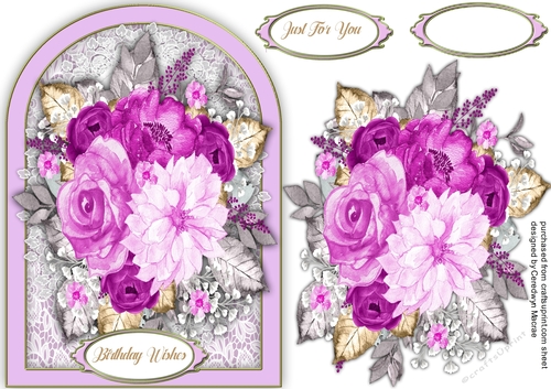 Beautiful Shaped Lilac Roses Card