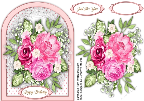 Beautiful Shaped Pink Roses Card