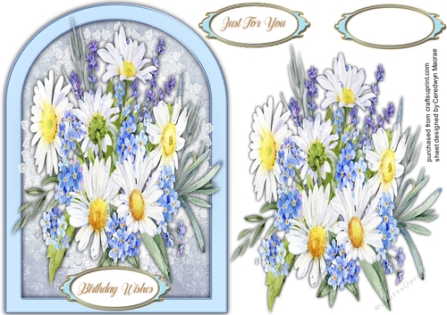 Forget-Me-Nots and Daisys Shaped Card
