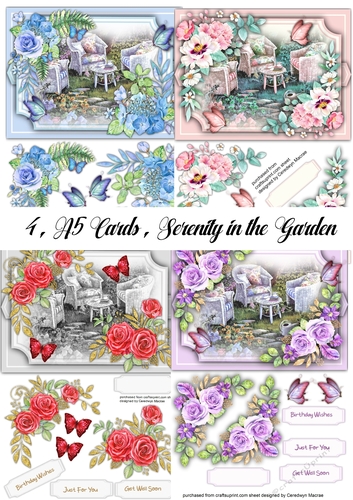 4, A5 , Cards , Serenity in the Garden