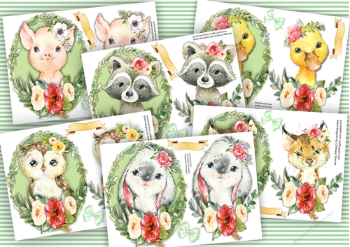 6,Lovely Oval Animal Card Toppers