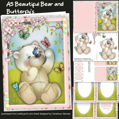 A5, Mini Kit, Beautiful Bear and Butterfly