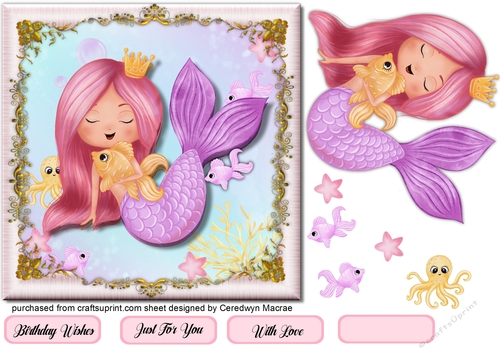 Beautiful Mermaid in a Flower Frame