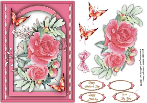 Deep Pink Roses and Pearls