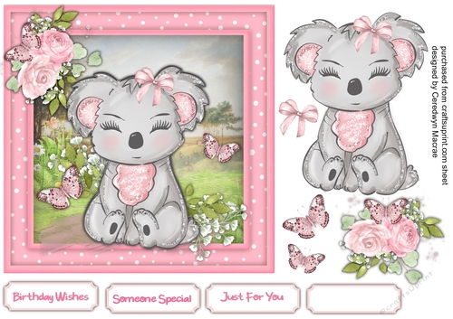 Gorgeous Koala and Butterflys , Pink